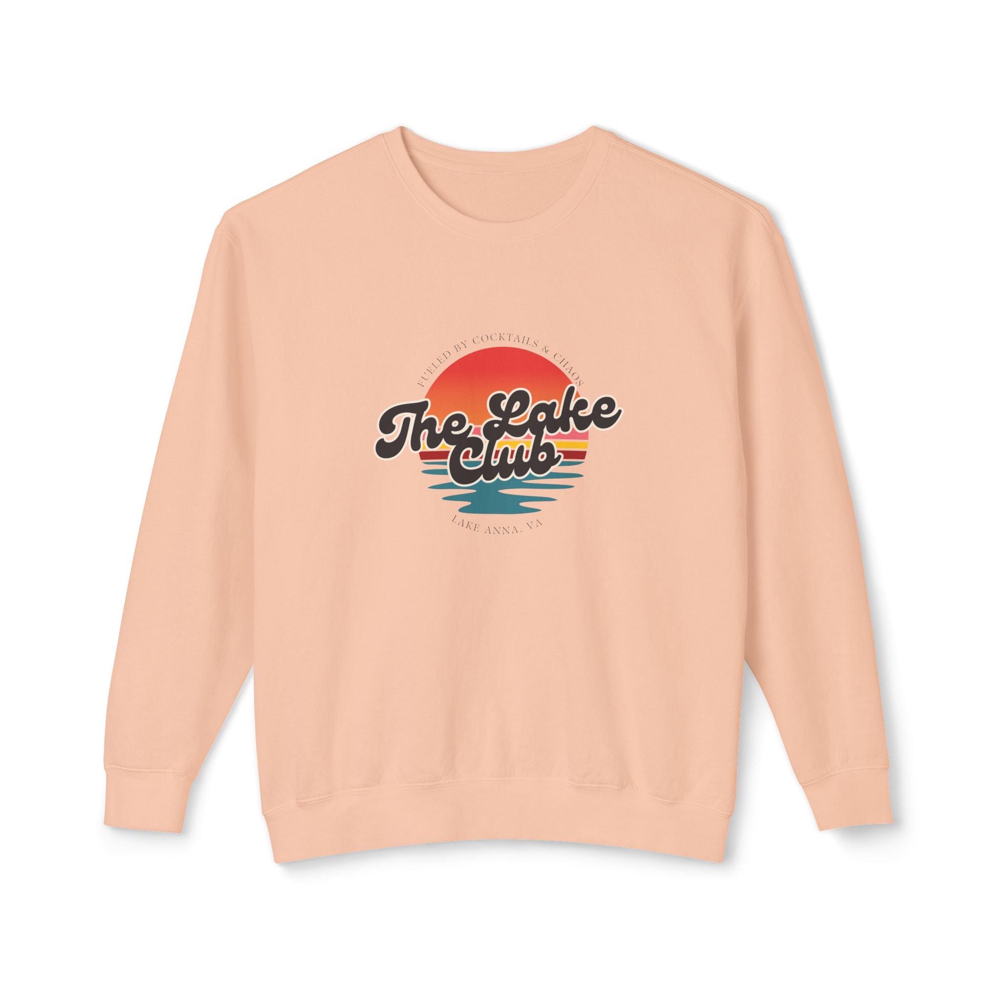 Crewneck Sweatshirt — "The Lake Club" Retro Sunset Graphic