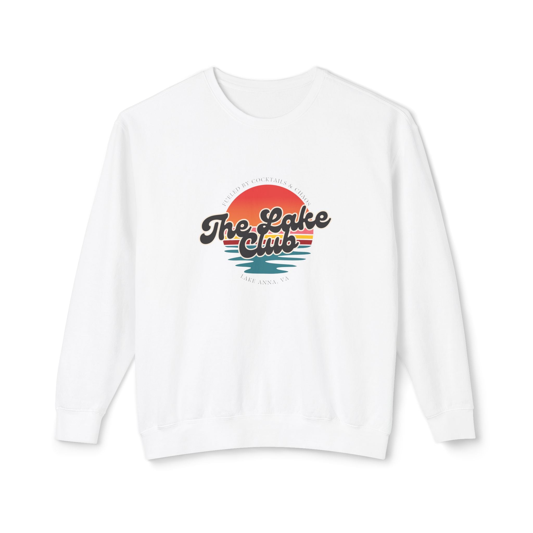 Crewneck Sweatshirt — "The Lake Club" Retro Sunset Graphic