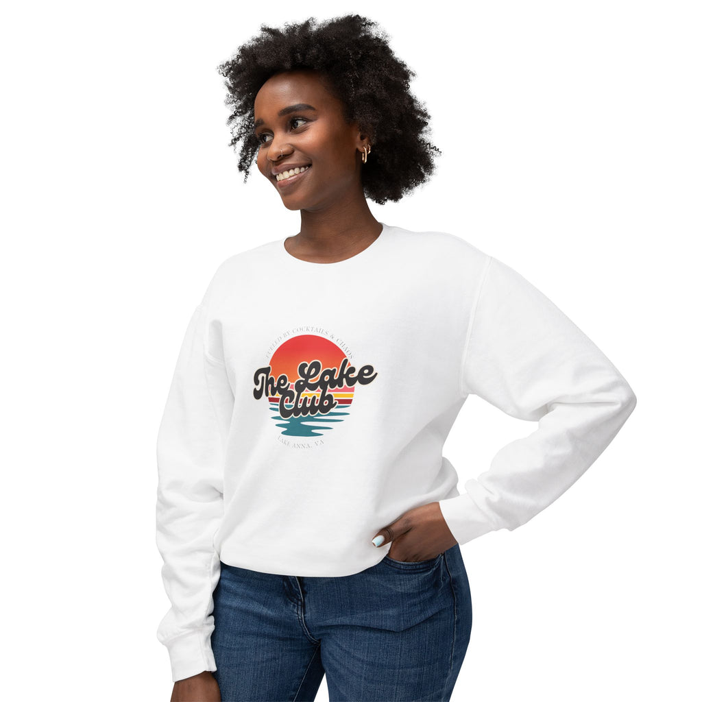 Crewneck Sweatshirt — "The Lake Club" Retro Sunset Graphic