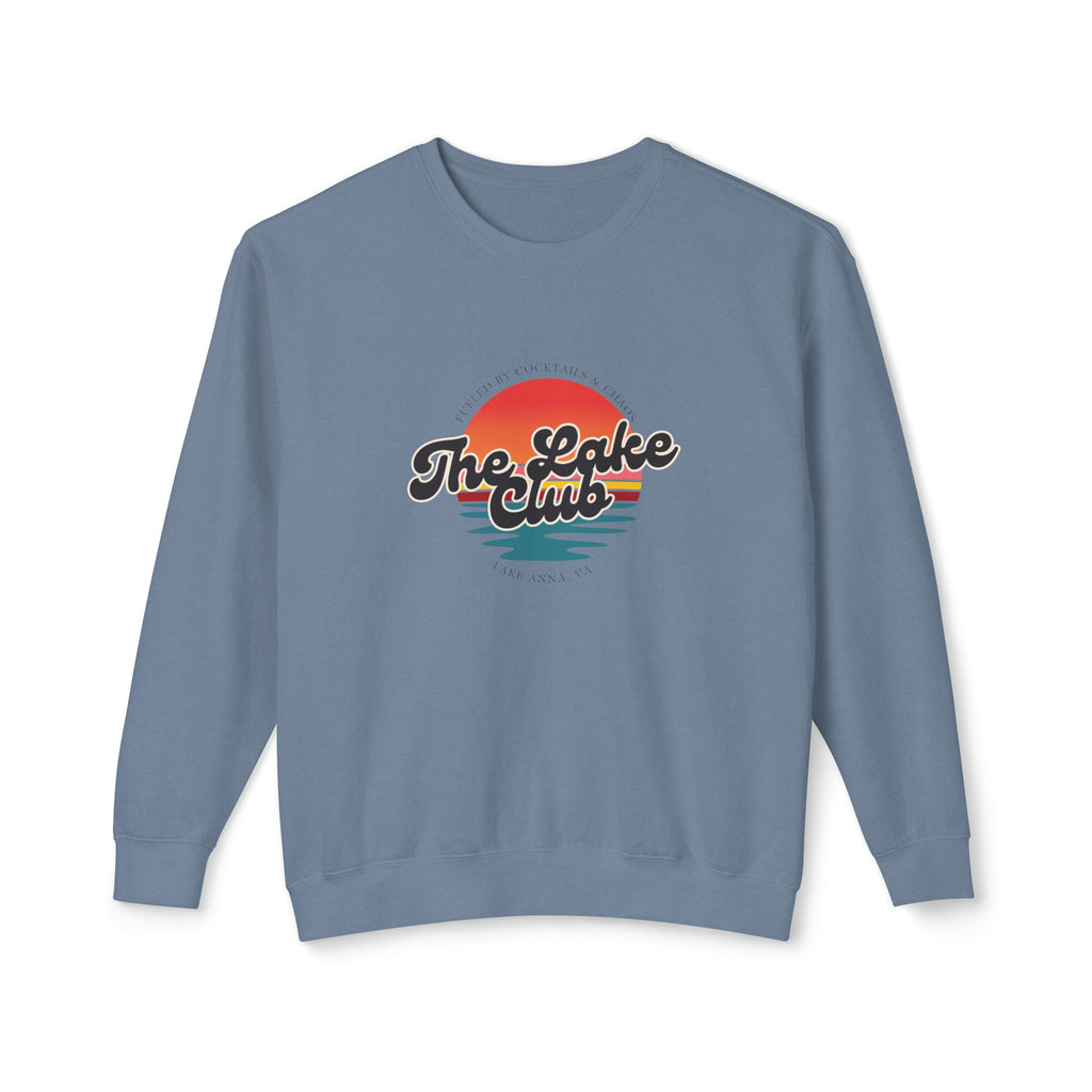 Crewneck Sweatshirt — "The Lake Club" Retro Sunset Graphic