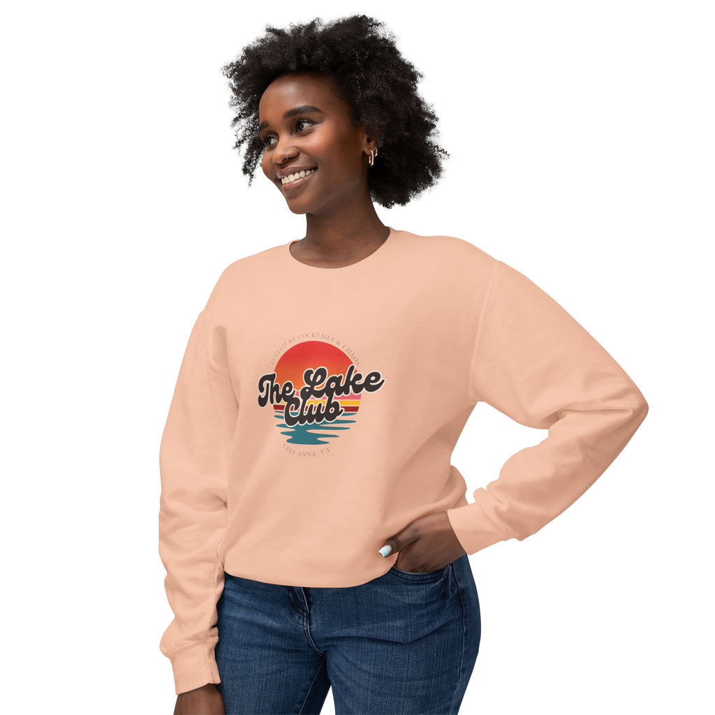 Crewneck Sweatshirt — "The Lake Club" Retro Sunset Graphic