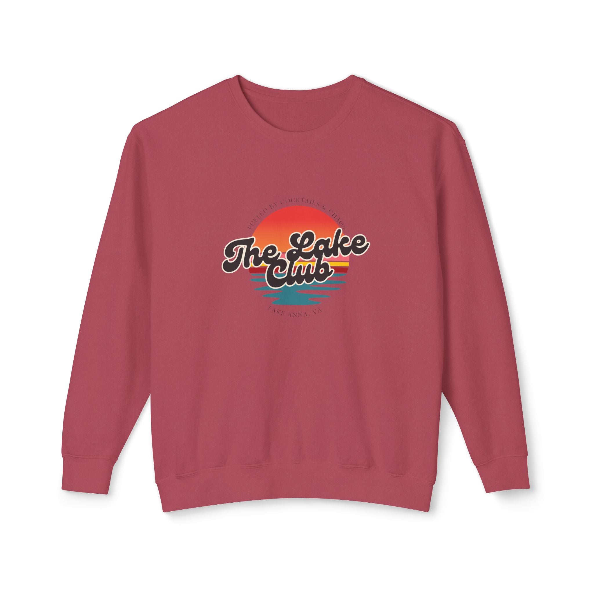 Crewneck Sweatshirt — "The Lake Club" Retro Sunset Graphic