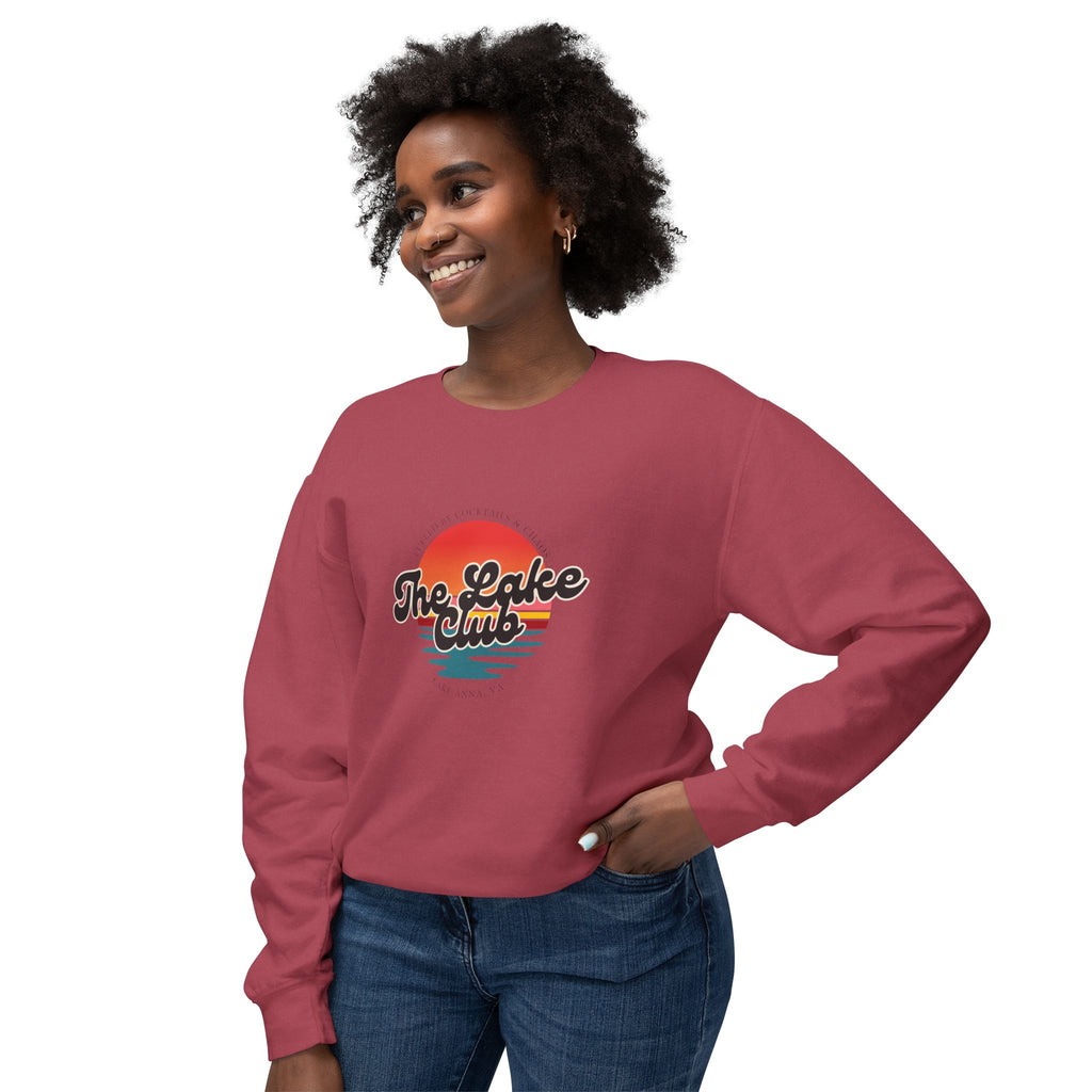 Crewneck Sweatshirt — "The Lake Club" Retro Sunset Graphic